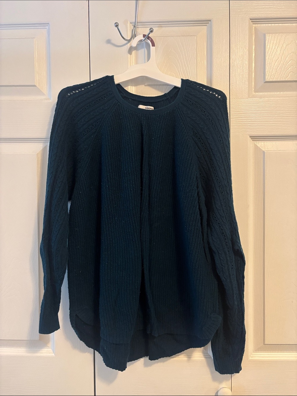 Women’s Cable Knit Crewneck Sweater - Dark Teal